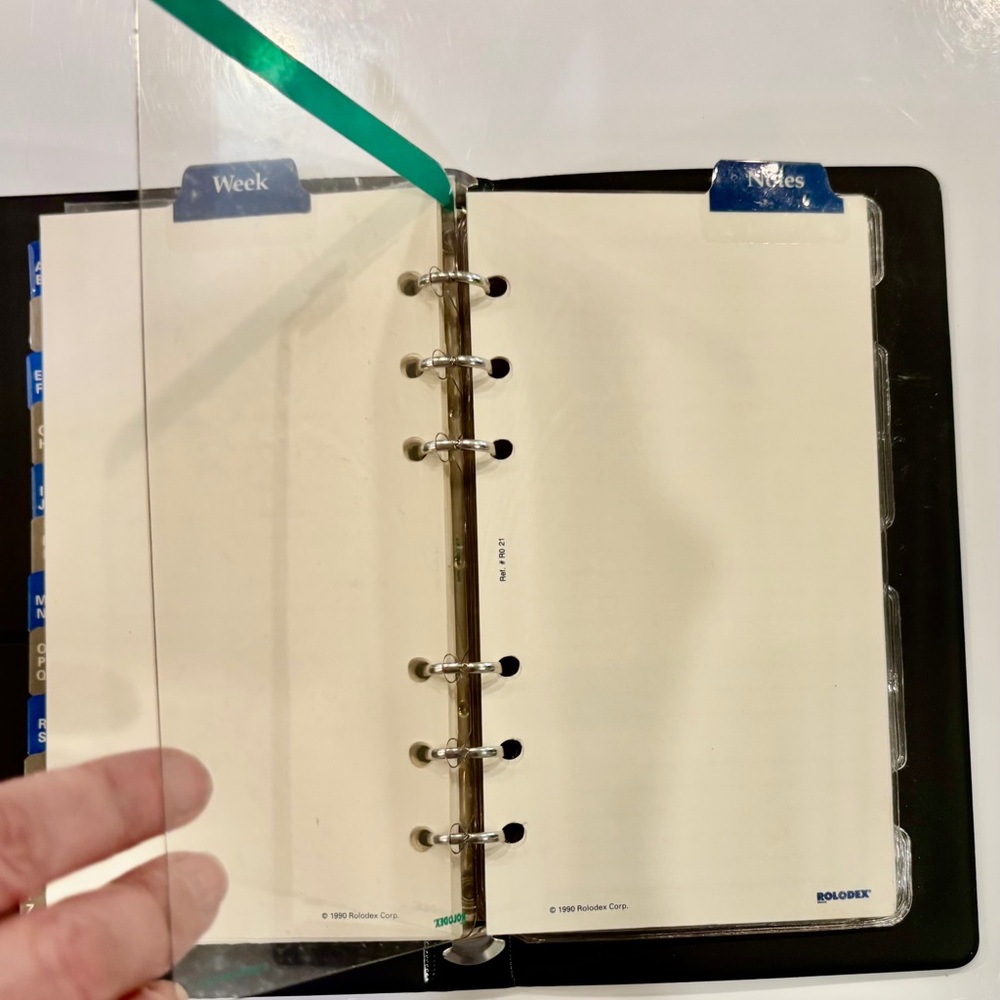 Vintage Personal Organizer in 6 Ring Binder and Faux Black Leather Cover - Picture 2 of 7